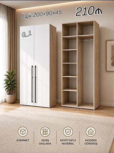 210: G_1 iki qapılı qarderob - Ölçü: 200 × 90 × 45 sm - Rəng və dizayn: ağ — 1