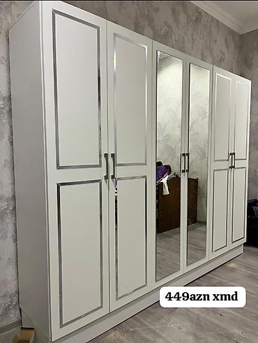 skaf: Dördkapılı paltar şkafı – güzgülü model - Rənglər: ağ-qızılı — 3