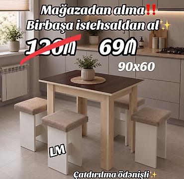 taburetka satilir: MASA + 4 TABURETKA Yeni və sifarişlə. Çox səmərəli və keyfiyyətli📌 — 1