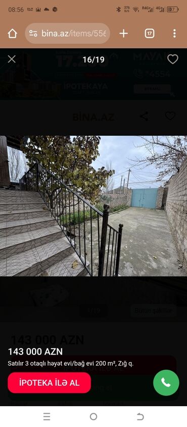 Həyət evləri və villaların satışı: Satılır 3 otaqlı həyət evi/bağ evi, Zığ q. Xüsusiyyətlər: - Geniş — 14