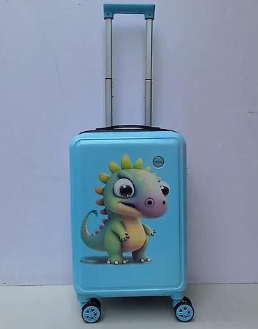 Rančevi, torbe i koferi: Dečji kofer na točkiće – plavi sa motivom dinosaurusa - Tvrda školjka — 3