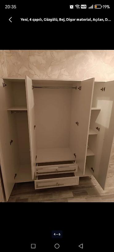 ayna qapi: Yeni, 4 qapılı, Güzgülü, Bej, Açılan, Düz dolab — 2
