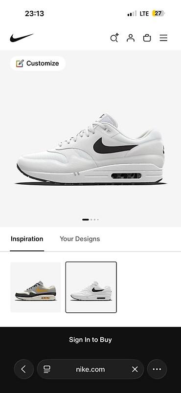 военные одежда: Мужские кроссовки, 38.5, Nike, Б/у, цвет - Белый — 1