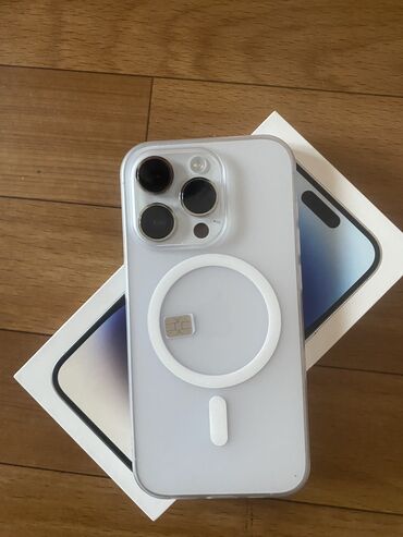 s 22 телефон: IPhone 14 Pro, Б/у, 256 ГБ, Белый, Защитное стекло, Коробка, 84 %
