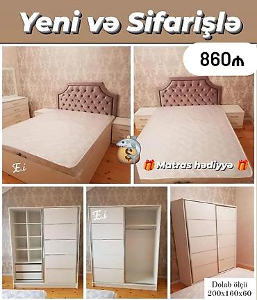 mebel ruckaları: Yataq otağı dəsti – yeni və sifarişlə. Qiymət: 860₼ Hədiyyə: Matras — 1