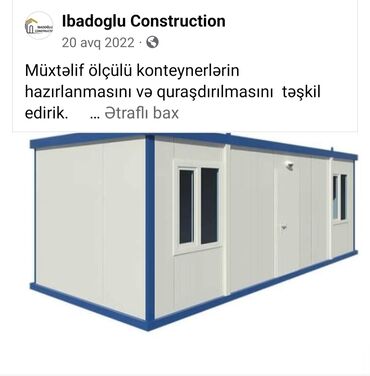 Konteynerlər: Konteyner ev,ofis Perefabrik və modul konstruksiya Quru anbarlar