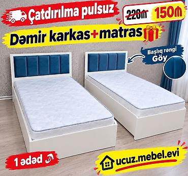 Dəmir karkaslı tək nəfərlik çarpayı + matras komplekti. - Başlıq lalafo.az -da Dəmir karkaslı tək nəfərlik çarpayı + matras komplekti. - Başlıq