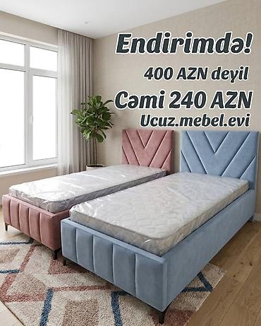 Ucuz.mebel.evi brendindən yumşaq başlıqlı tək nəfərlik çarpayılar. İki