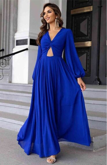 Dresses: L (EU 40), color - Blue, Evening, Long sleeves