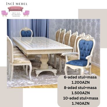 Masa və oturacaq dəstləri: Mətbəx üçün, Yeni, Açılmayan, Dördbucaq masa, 4 stul — 17