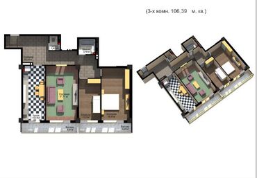 помещение для кухни: 3 комнаты, 106 м², Индивидуалка, Косметический ремонт