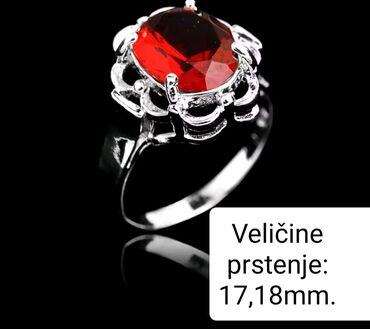 srebrna kajla sa krstom: Ženski prsten, Materijal: Cirkon