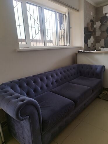 прямые диваны в бишкеке: Прямой диван, цвет - Голубой, Б/у