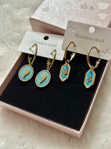 beş qaş uzuklər: Məhsul: Zərif sırğalar dəsti - Material: paslanmayan polad (Stainless