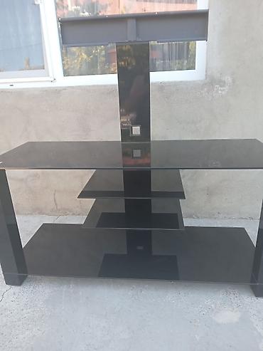 divan ustu: Qara şüşə TV stendi və konsol - Material: qalın temperli qara şüşə və — 3