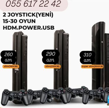 PS5 (Sony PlayStation 5): Ən münasib qiymətlər bizdə. Ps3 Slim 260AZN 160GB Ps3 250 GB 290 AZN