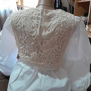 Prsluci: Ručno rađeni pleteni prsluk/jelek od ecru konca - Delikatna heklana — 7