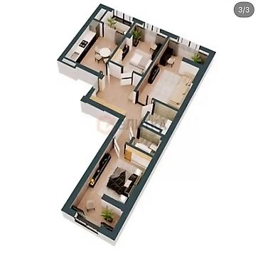 400: 3 комнаты, 93 м², Кок-Жар мкр Элитка, 10 этаж — 2