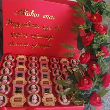 Свадебные платья: Istenilen model xoncalarin ve konfetlerin yığılması