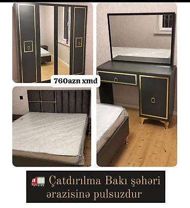 alfemo mebel baku: Mebel dəsti – yataq otağı üçün komplekt - Rəng: tünd boz/qara, qızılı — 1