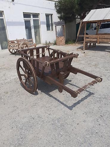 Bağ, çöl mebeli: Taxta dekorativ araba (iki təkərli) - Material: tam ağacdan — 5