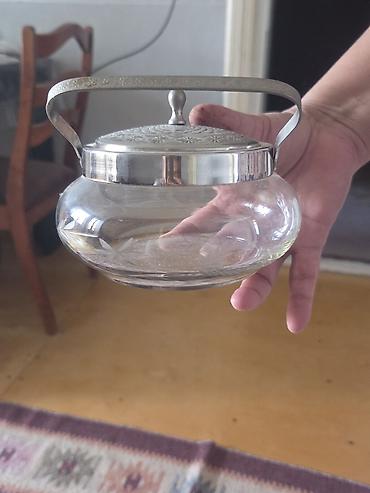 samovar cay: Şüşə qab – metal qapaqlı və tutacaqlı - Material: şəffaf qalın şüşə — 3
