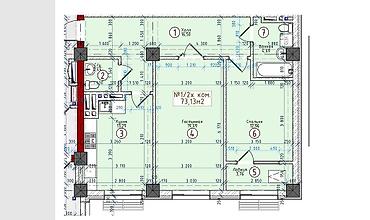 восток сити: 2 комнаты, 72 м², Восток-5 мкр Элитка, 12 этаж, ПСО (под самоотделку) — 2