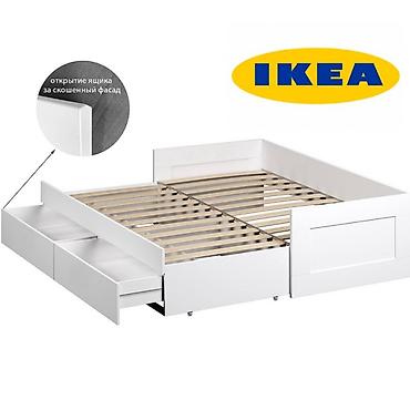 ikea: Кровать IKEA с выдвижными ящиками для хранения - Размер под матрас — 1