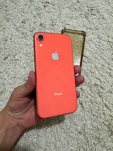 мобильные телефоны кнопочный: IPhone Xr, Колдонулган, 64 ГБ, Коралл, Заряддоочу түзүлүш, Коргоочу айнек, Каптама, 77 %