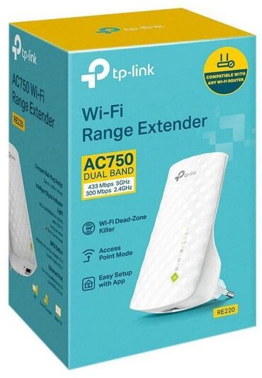 беспроводной интернет оборудование: Wi-Fi усилитель сигнала TP-LINK RE220 (репитер) белый Коротко о