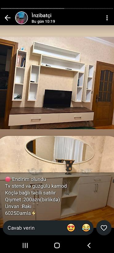 TV altlığı: Mebel və ev əşyaları paketi: 1) TV stend + güzgülü komod (birlikdə) - — 1