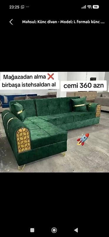 Məhsul: Künc divan Model: L formalı künc - Rəng: tünd yaşıl - lalafo.az -da Məhsul: Künc divan Model: L formalı künc - Rəng: tünd yaşıl -