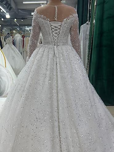 Свадебные платья: Свадебное платье, L, Закрытое, Фатин, Пышное, Пайетки, Б/у at lalafo.kg — 8 Свадебные платья: Свадебное платье, L, Закрытое, Фатин, Пышное, Пайетки, Б/у — 8