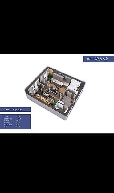 копер: 1 комната, 40 м², Ак-Орго ж/м Элитка, 3 этаж, Свежий ремонт — 3