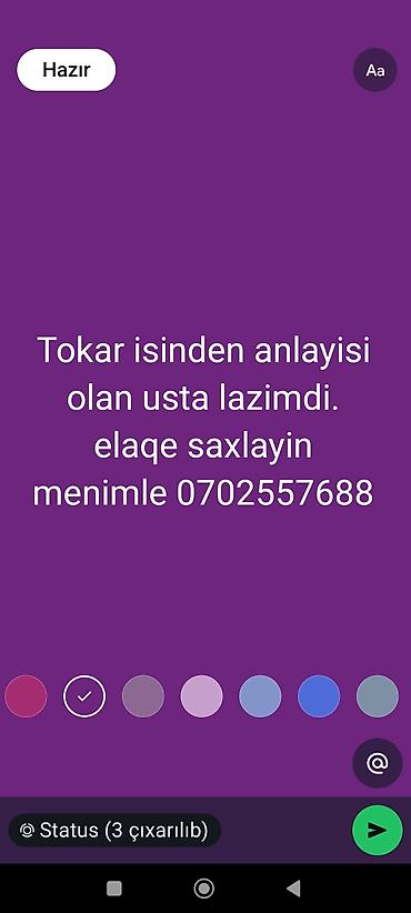 Tokarda ishleye bilecek usta lazimdi . isimiz daimidi lalafo.az -da Tokarda ishleye bilecek usta lazimdi . isimiz daimidi