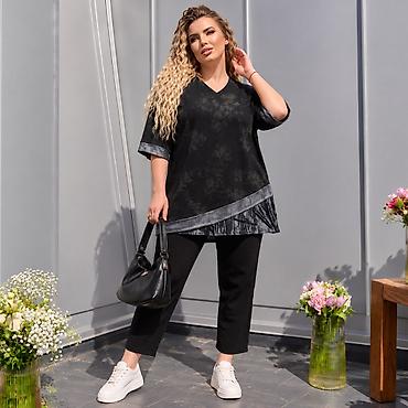 туники осень зима: Кофта, V-образный вырез, Вечерний стиль, Осень-весна, 7XL, 8XL, 9XL — 2