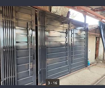 Распашные ворота: Металлические уличные ворота современного дизайна - Материал — 3