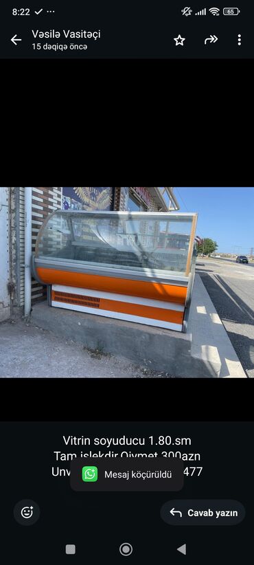 Dərin dondurucular: Vitrin soyuducu 1.80.sm Tam islekdir.Qiymet 300azn Unvan Ziğ
