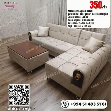 Divan və masa dəstləri: Yeni, Künc divan, Qonaq otağı üçün, Açılan, Azərbaycan — 1