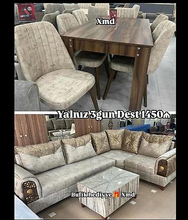 divan metbex: Yemək otağı və qonaq otağı üçün şıq dəst. - Masa-stul dəsti: taxta — 1