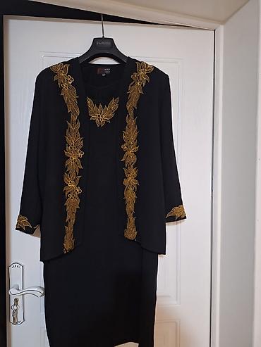 xonca desti: Qadınlar üçün elegant iki hissəli dəst – qara rəngdə don və üstlük — 1
