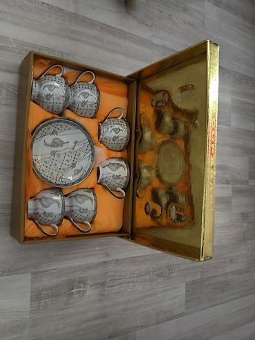 sud separatoru: Çay dəsti, rəng - Boz, Farfor, 6 nəfərlik, Polşa — 1