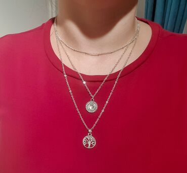 bizuterija nakit beograd: Pendant necklace, Material: Cubic zirconia, Silver