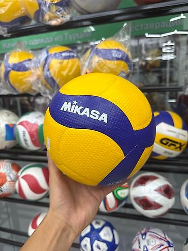 seven: Волейбольный мяч Mikasa V300W - Цвет: жёлтый/синий - Материал — 2
