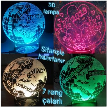 Stol lampaları: 3D lampalar. 7 rəng çalarları və sinxron rejim özü rəngləri dəyişir — 4