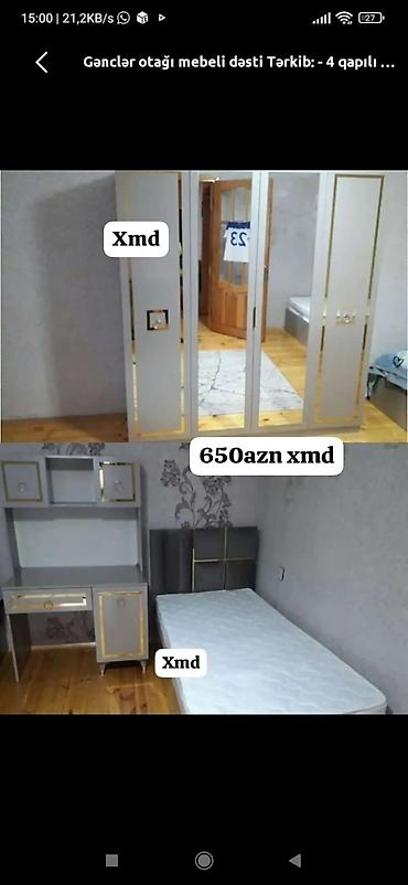 nabor acar: Gənclər otağı mebel dəsti Tərkibi: - 4 qapılı şkaf (ortası güzgülü) - — 1