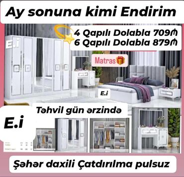 Komodlar: İkinəfərlik çarpayı, Dolab, Termo, 2 tumba, Azərbaycan, Yeni