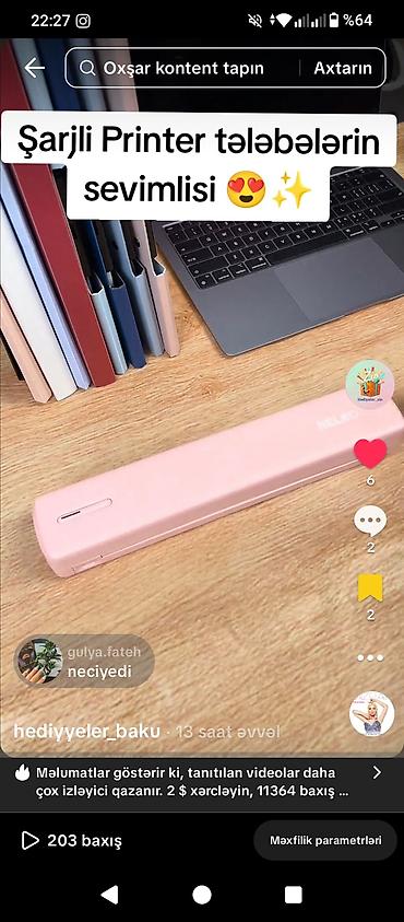 online telefon aksesuarları: Şarjlı mini printer – tələbələrin sevimlisi! - Kompakt və yüngül — 1