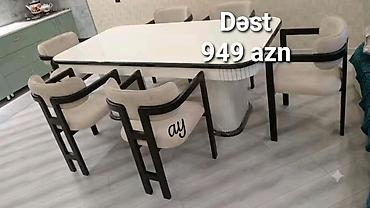 yemek stol: Qonaq otağı üçün, Yeni, Dördbucaq masa, 6 stul — 1
