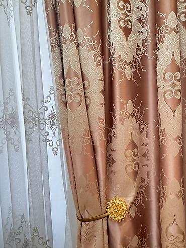 ucuz tul perdeler: Yalnizlat qollar - Tərkib: qalın dekorativ pərdə və incə tül - — 1